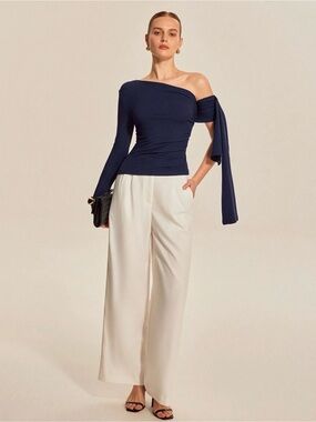 NWT Off-Shoulder Long Sleeve Top with Long Sleeve Tie - XS